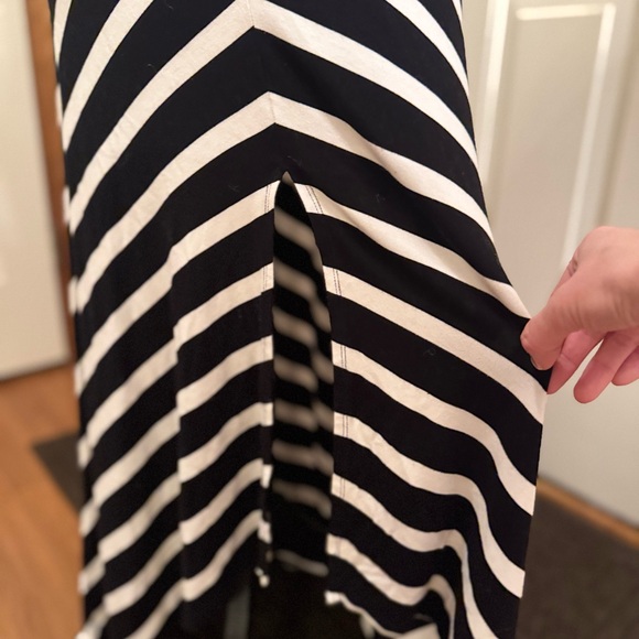 WHBM Black and White Striped Strapless hi-low dress - Picture 7 of 16